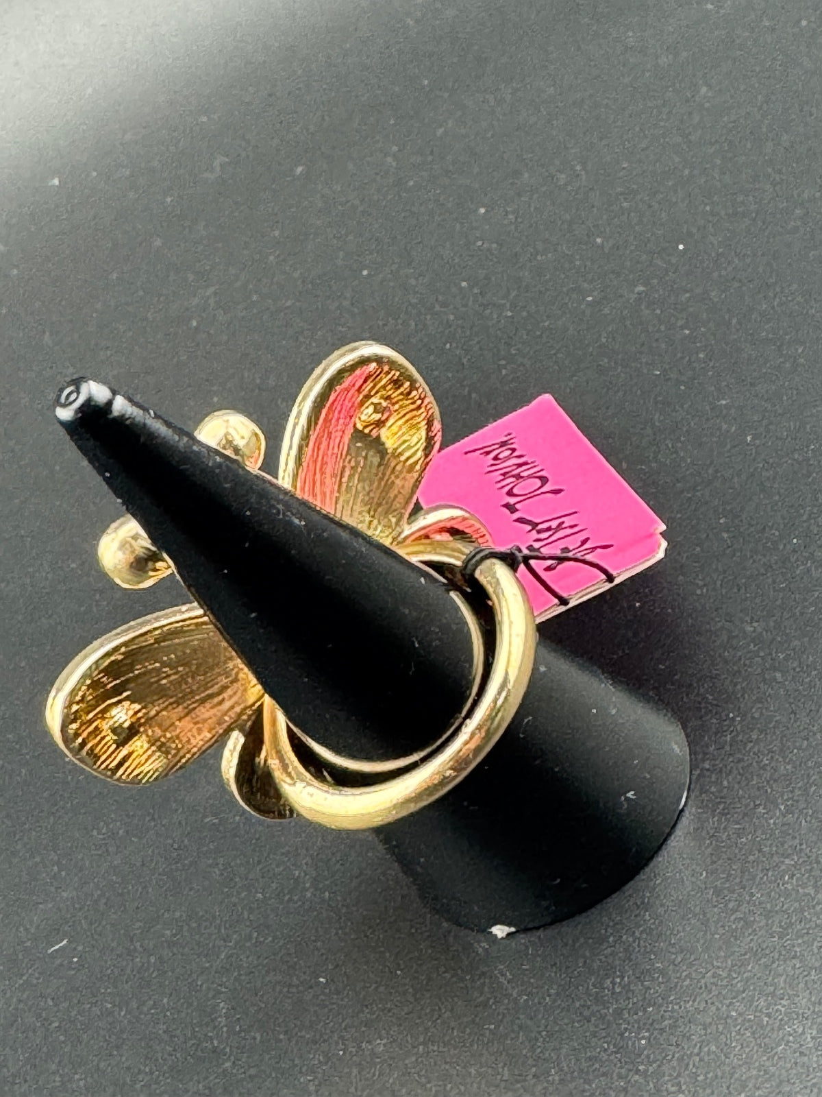 Betsey Johnson Pink Butterfly Ring with Rhinestones Size 7