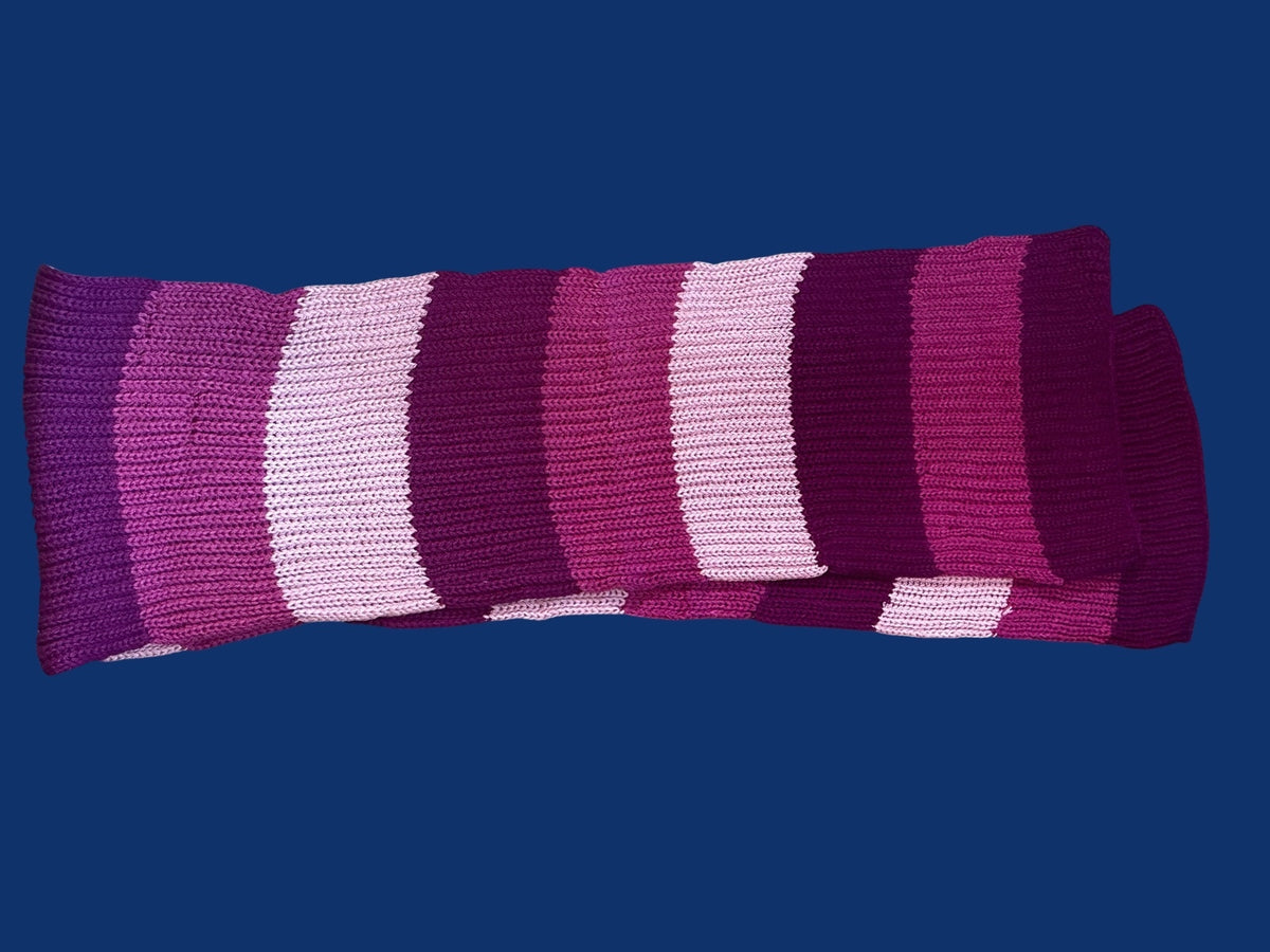 Striped Knit Scarf in Shades of Purple and Pink