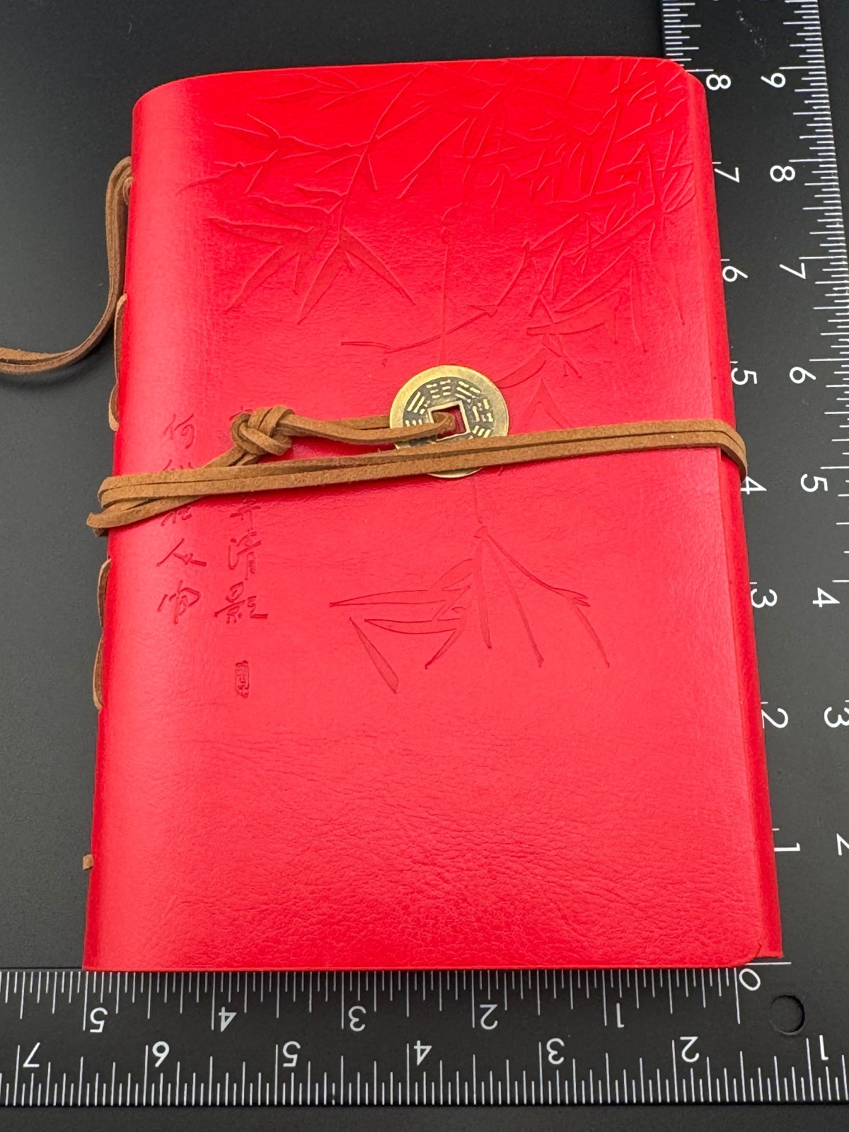 Asian Bamboo Leatherette Journal Notebook - Red