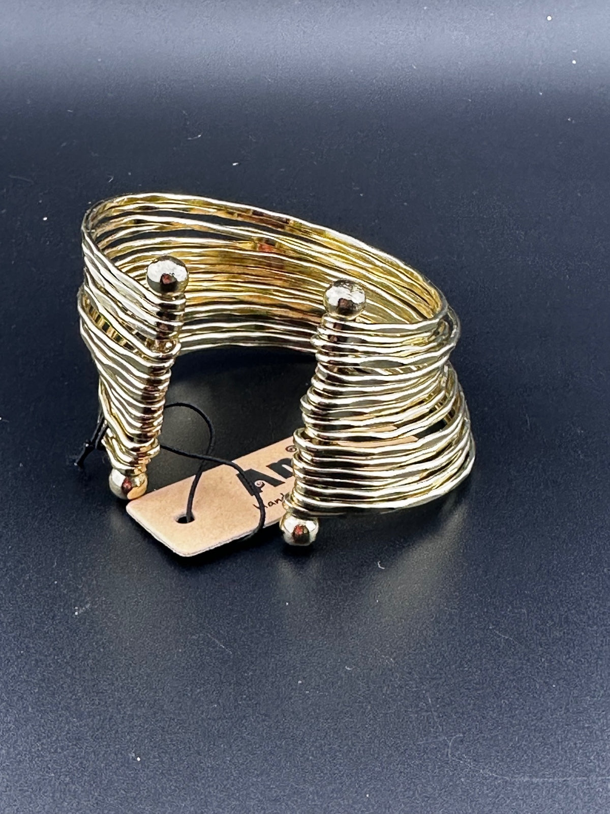 Anju Gold Tone Multi-Band Open Cuff Bracelet