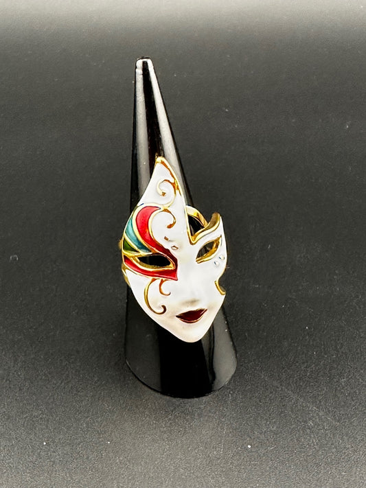 Venetian Mask Design Gold Tone Adjustable Ring