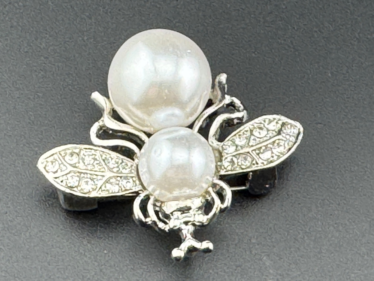 Whimsical Crystal Bee Brooch with Pearl Accent