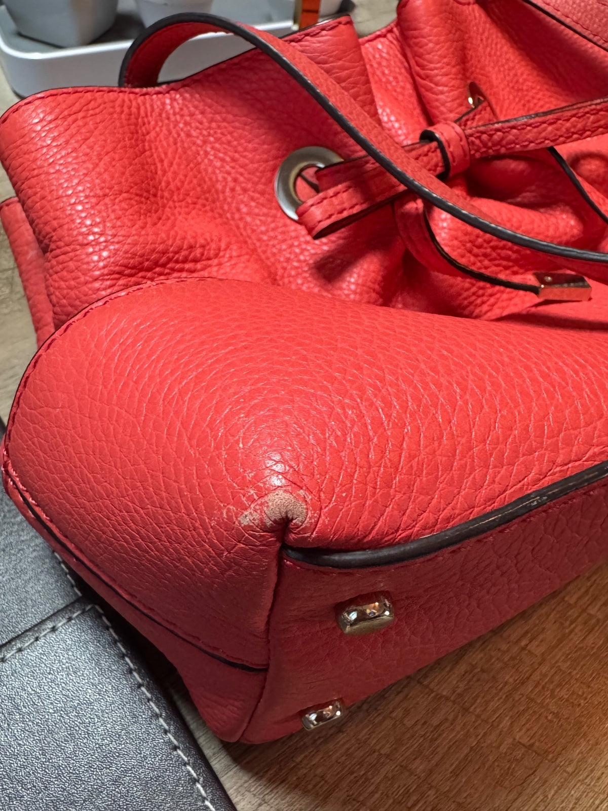 Kate Spade Coral Pebbled Leather Drawstring Shoulder