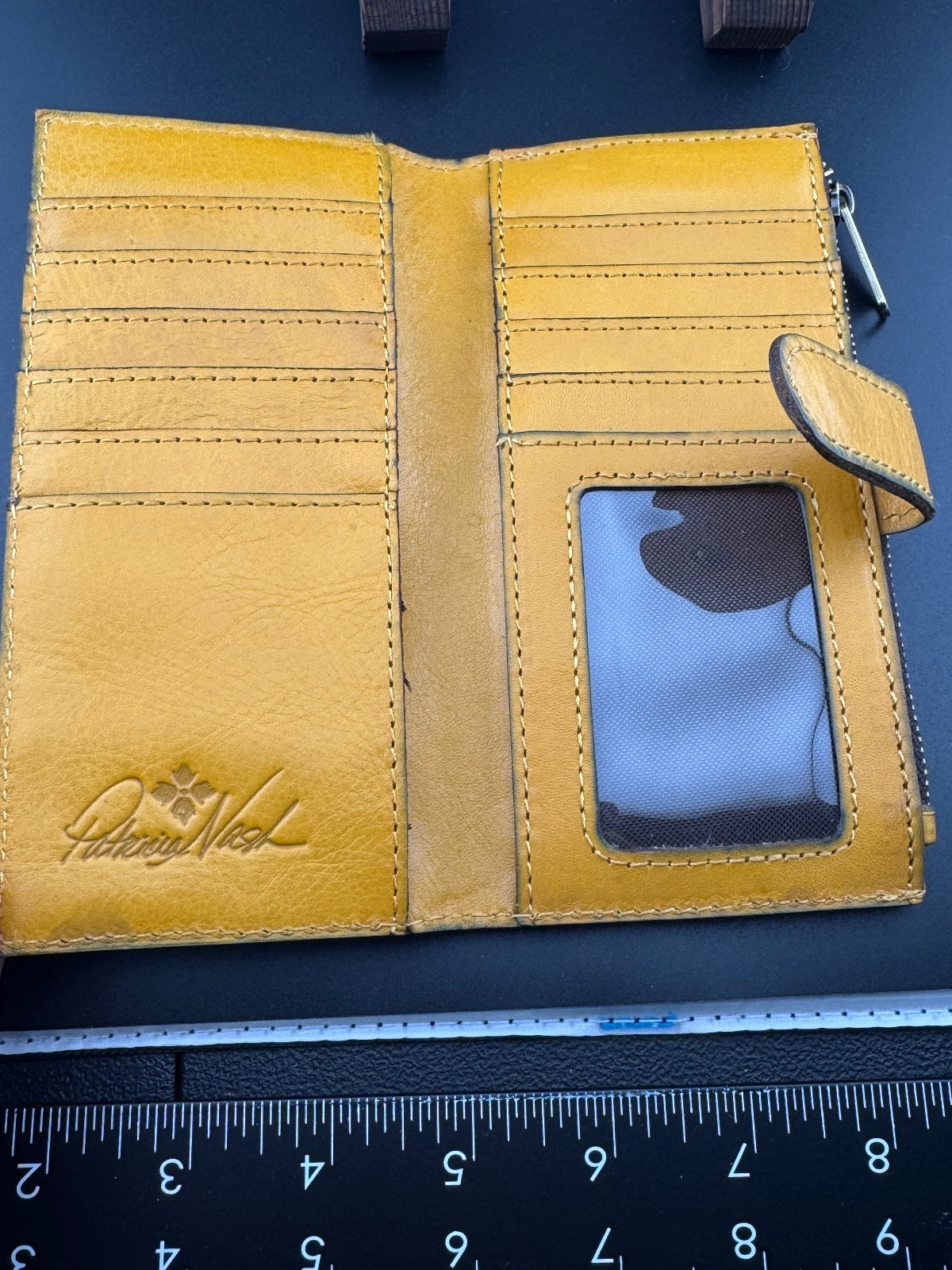 Patricia Nash Yellow Leather Wallet with Multiple Card Slots