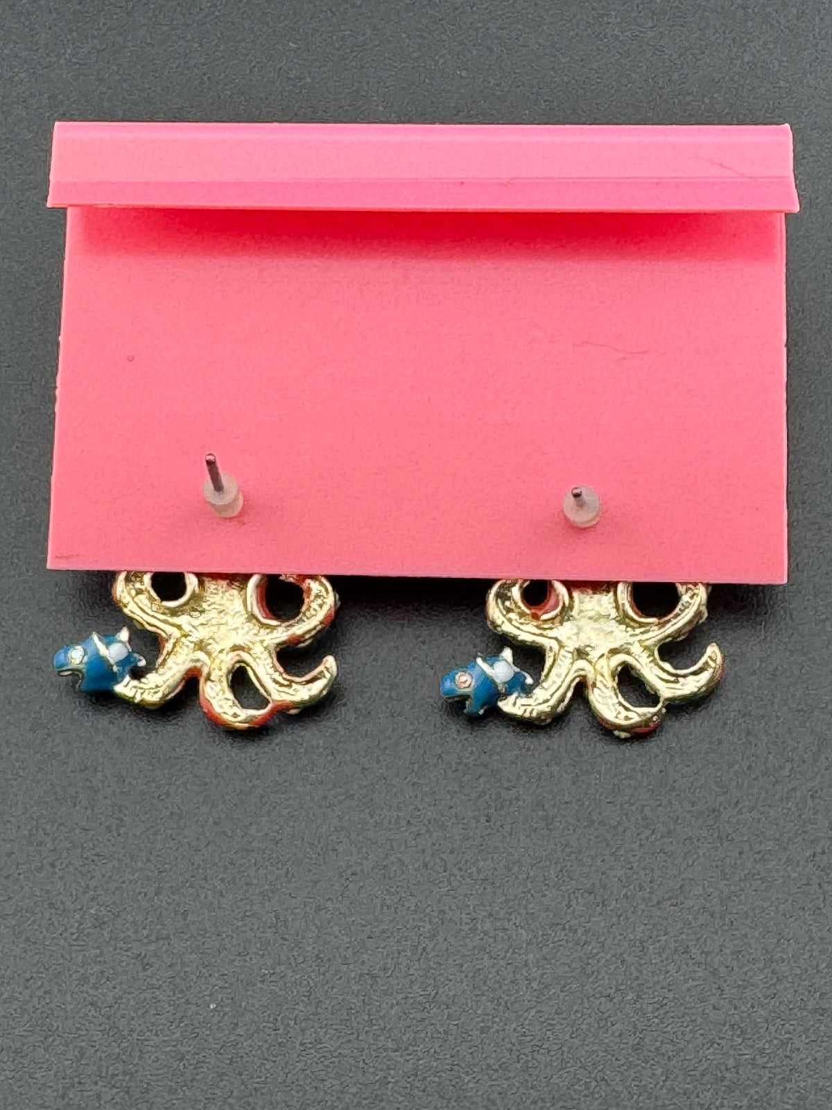 Betsey Johnson Octopus Stud Earrings with Rhinestones