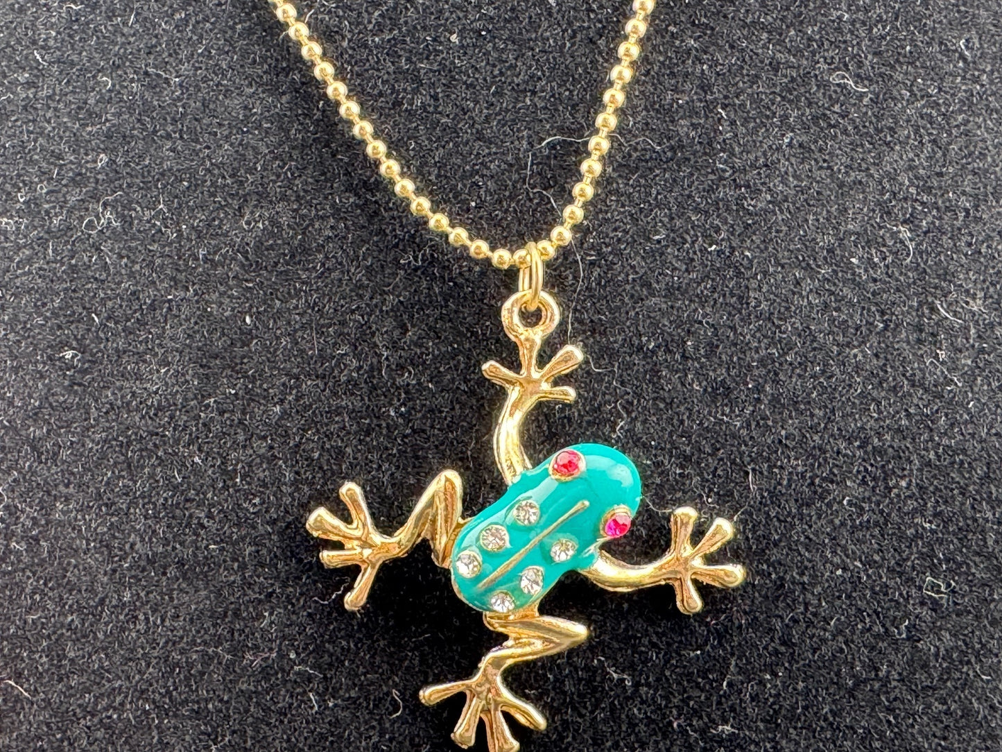 Betsey Johnson Gold Tone Frog Pendant Necklace