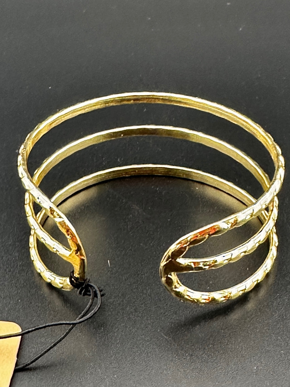Gold Tone Triple Band Open Cuff Bracelet