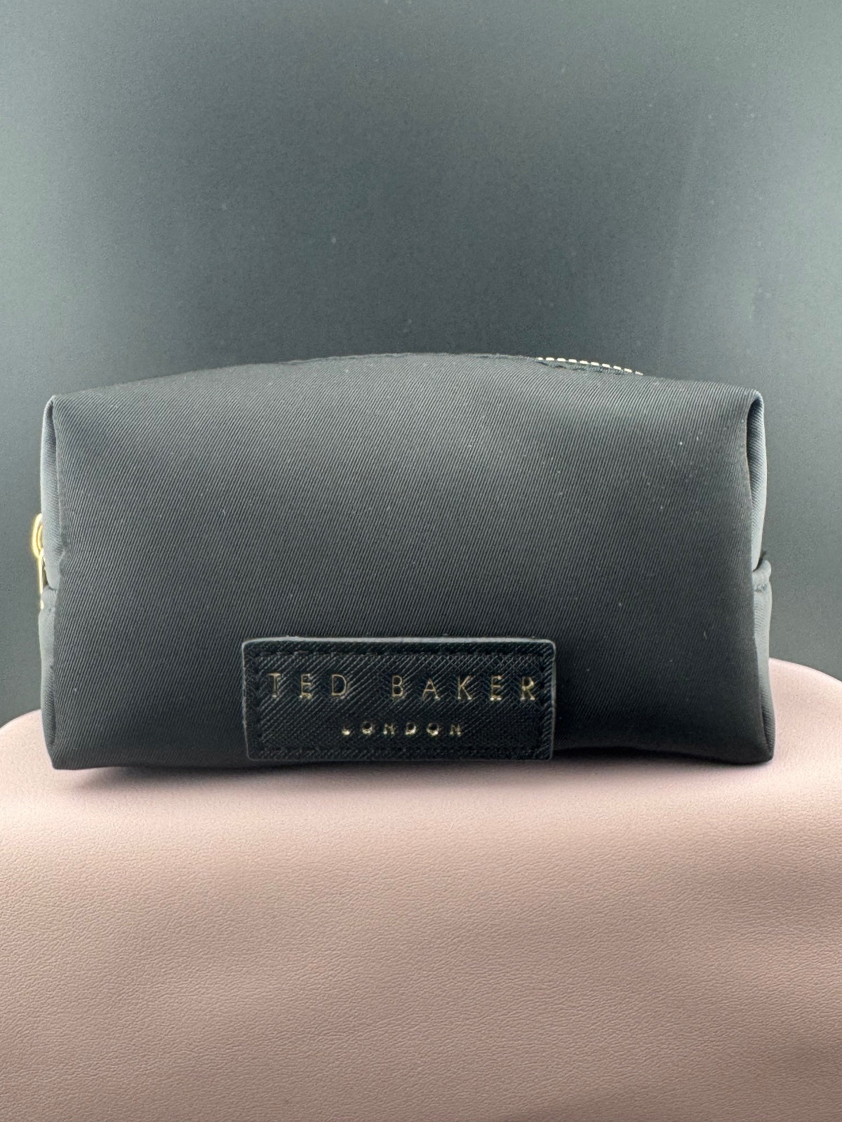 Ted Baker London Black Nylon Cosmetic Pouch with Floral