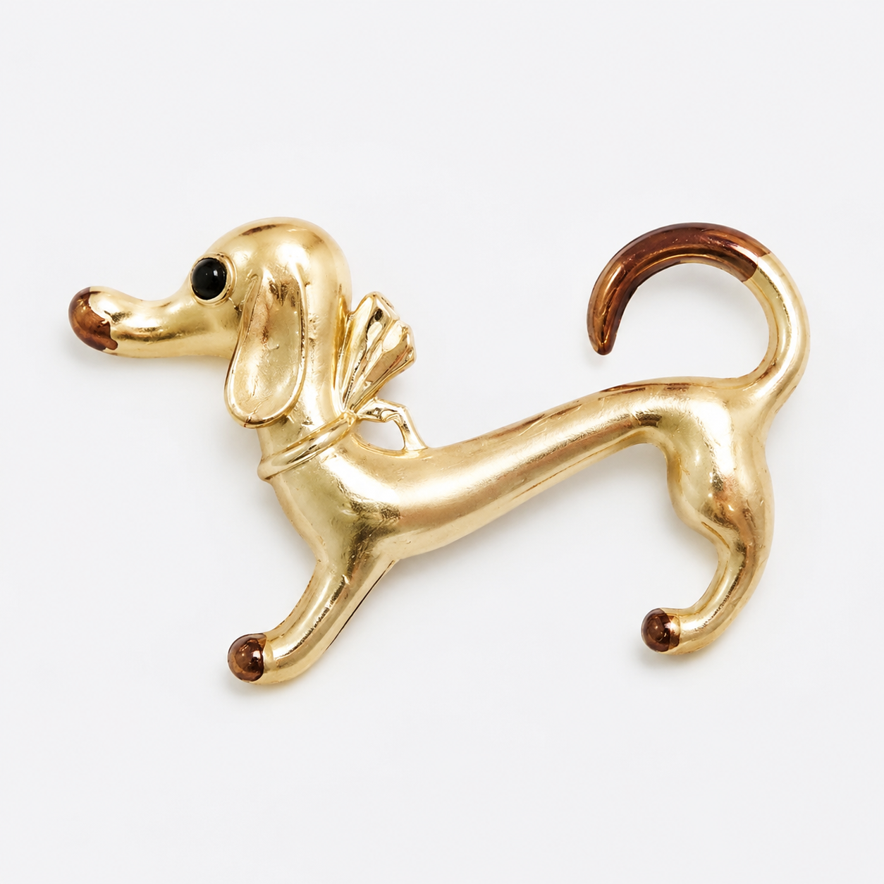 Whimsical Enamel Dachshund Brooch Pin: A1