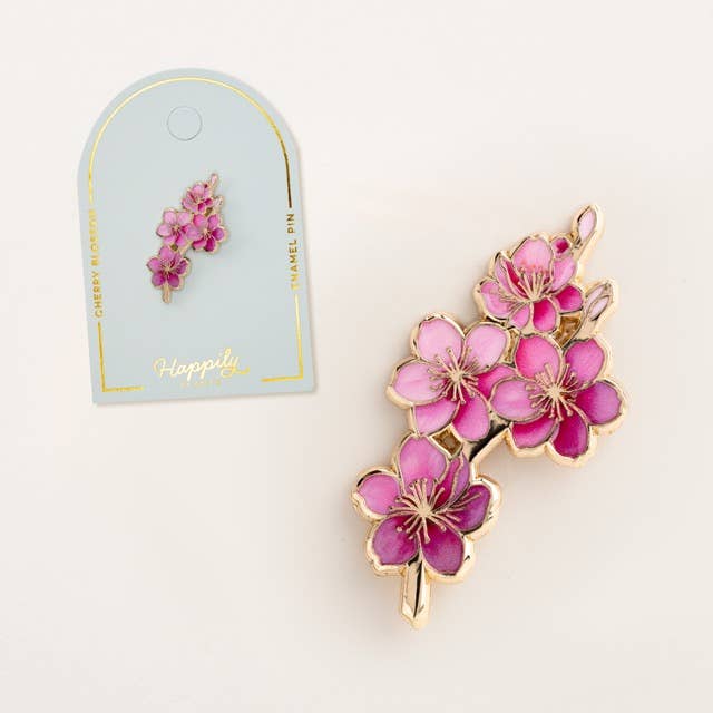 Japanese Cherry Blossom Pin, Cherry Blossom Jewelry Floral