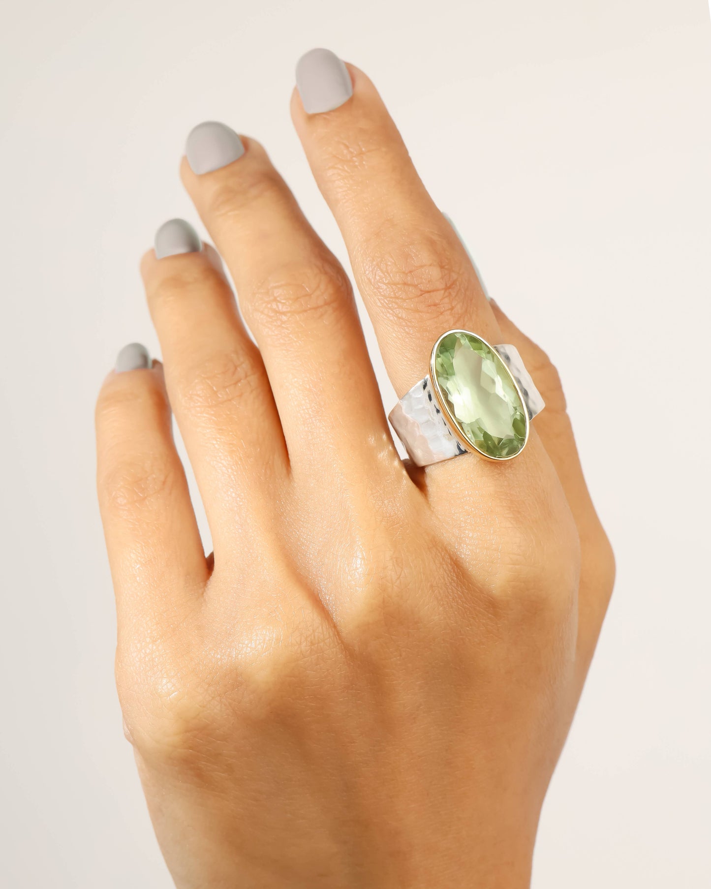 925 Sterling Silver Green Amethyst Verdant Mirage Ring: 6
