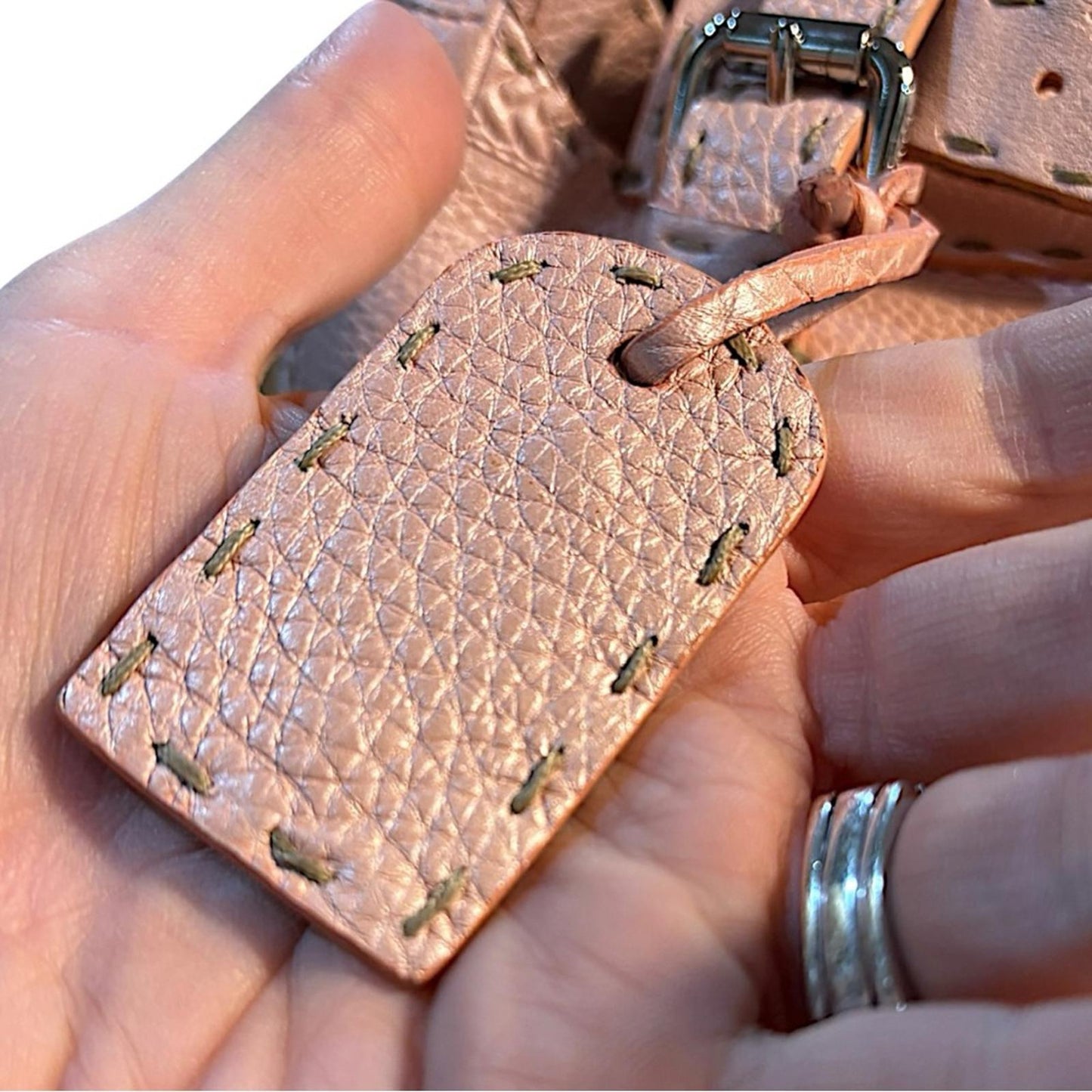 Fendi Selleria Horse Embossed Leather Satchel Tote Blush