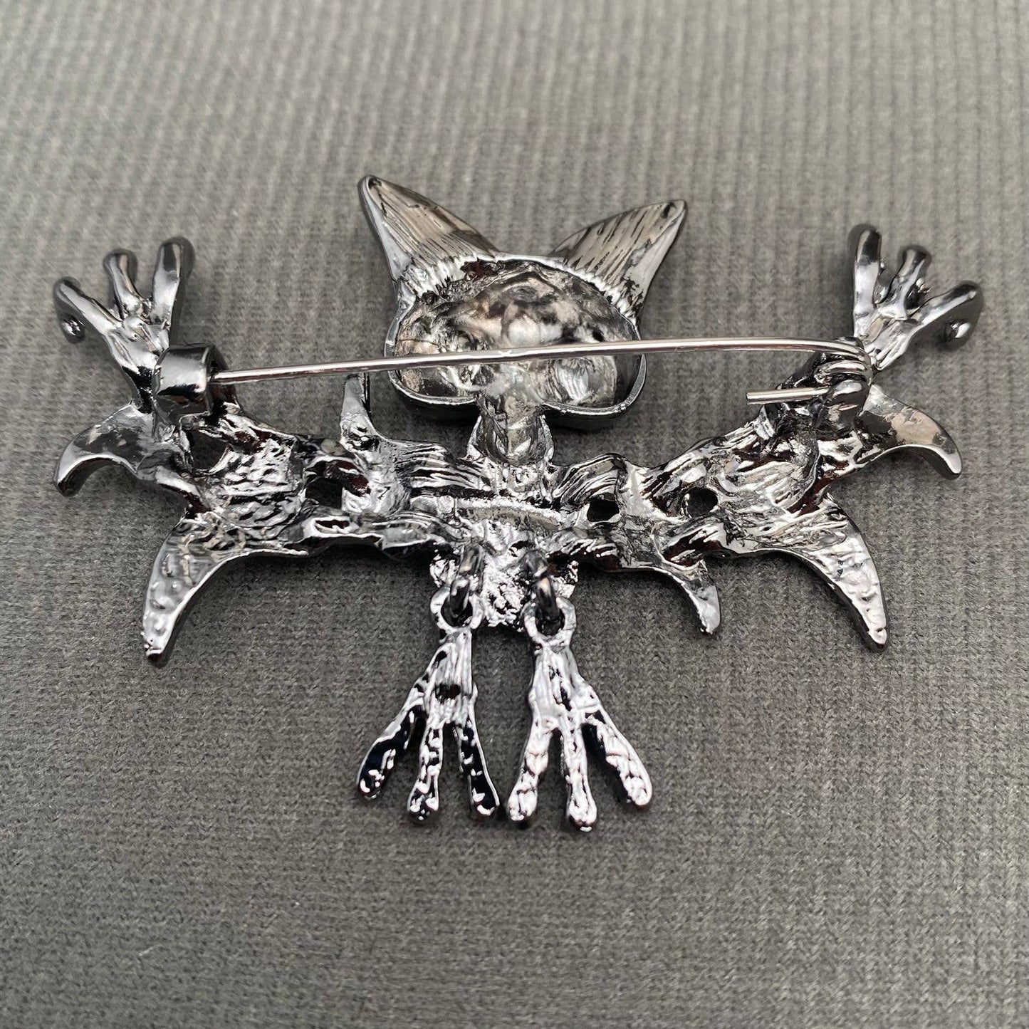 Rhinestone Inlaid Bat Brooch