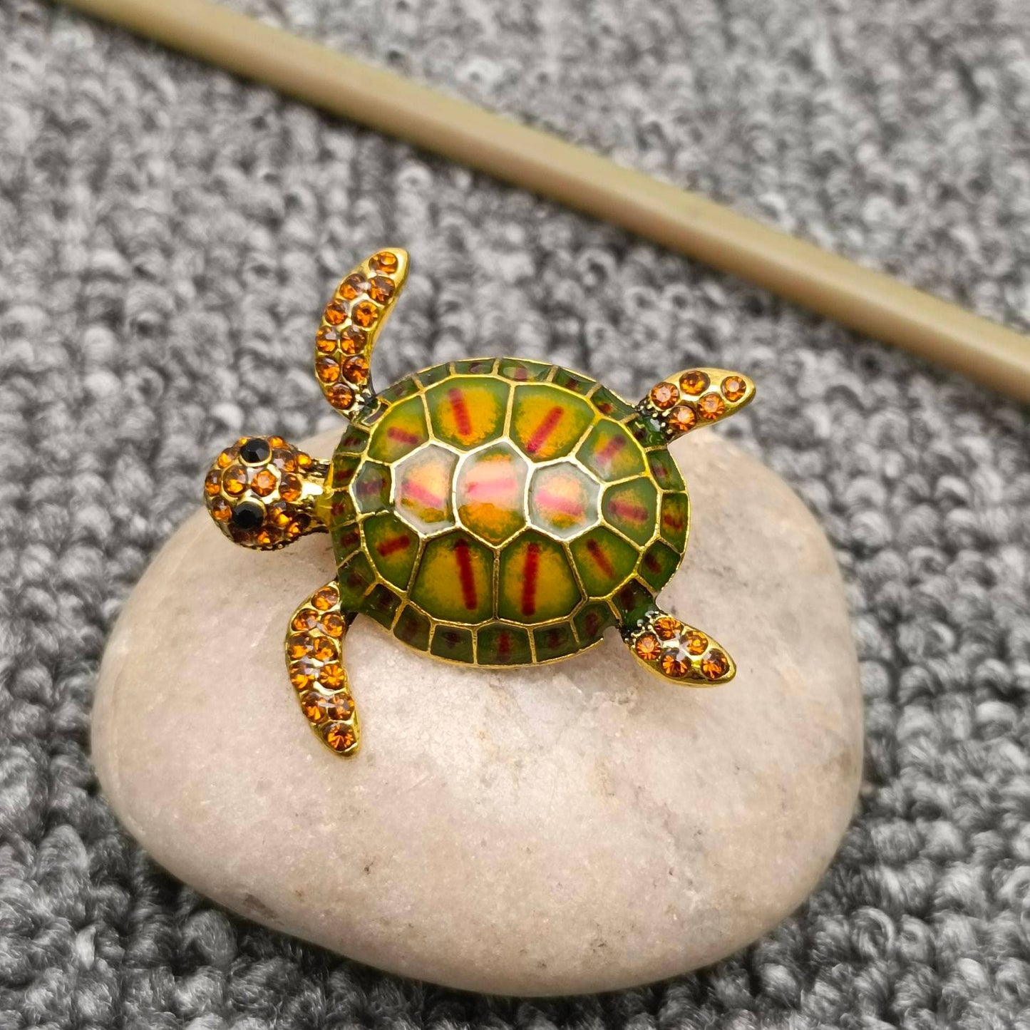 Enamel Turtle Brooch: Green