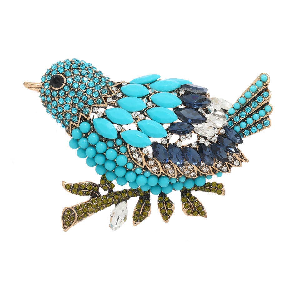 Retro Full Rhinestone Magpie Brooch Stylish Big Bird Jacket Pin: Large Champagne