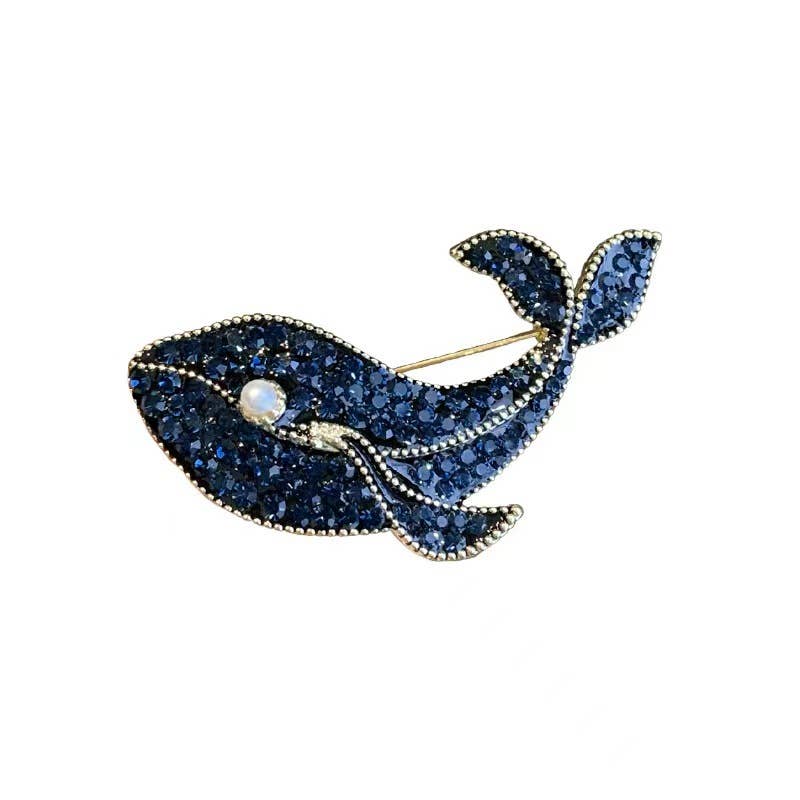 Vintage Blue Whale Brooch: Whale / M