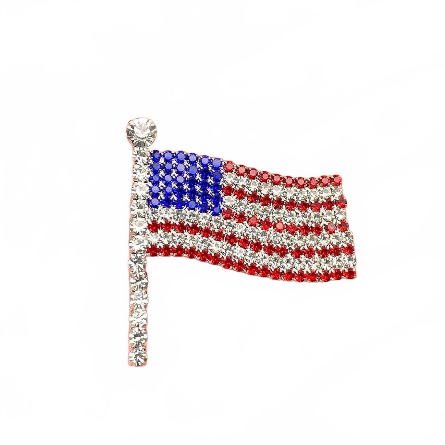 American Flag Rhinestone Brooch Pin