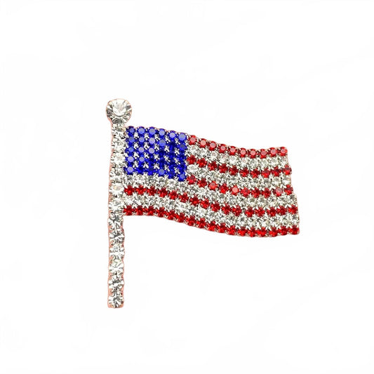 American Flag Rhinestone Brooch Pin