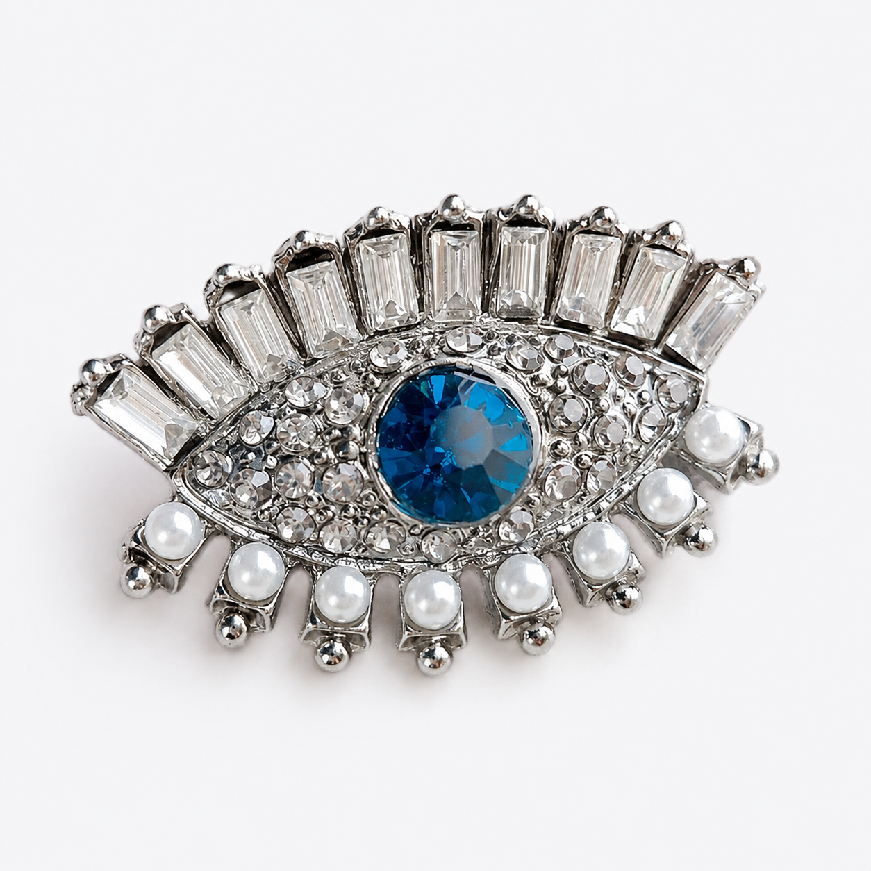 Baroque Style Eye Brooch with Pearl Tassel: A1