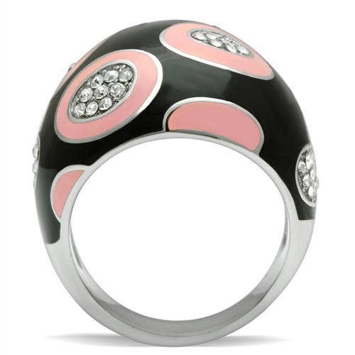 TK263 - High polished (no plating) Stainless Steel Ring with Top Grade Crystal  in Clear: 6