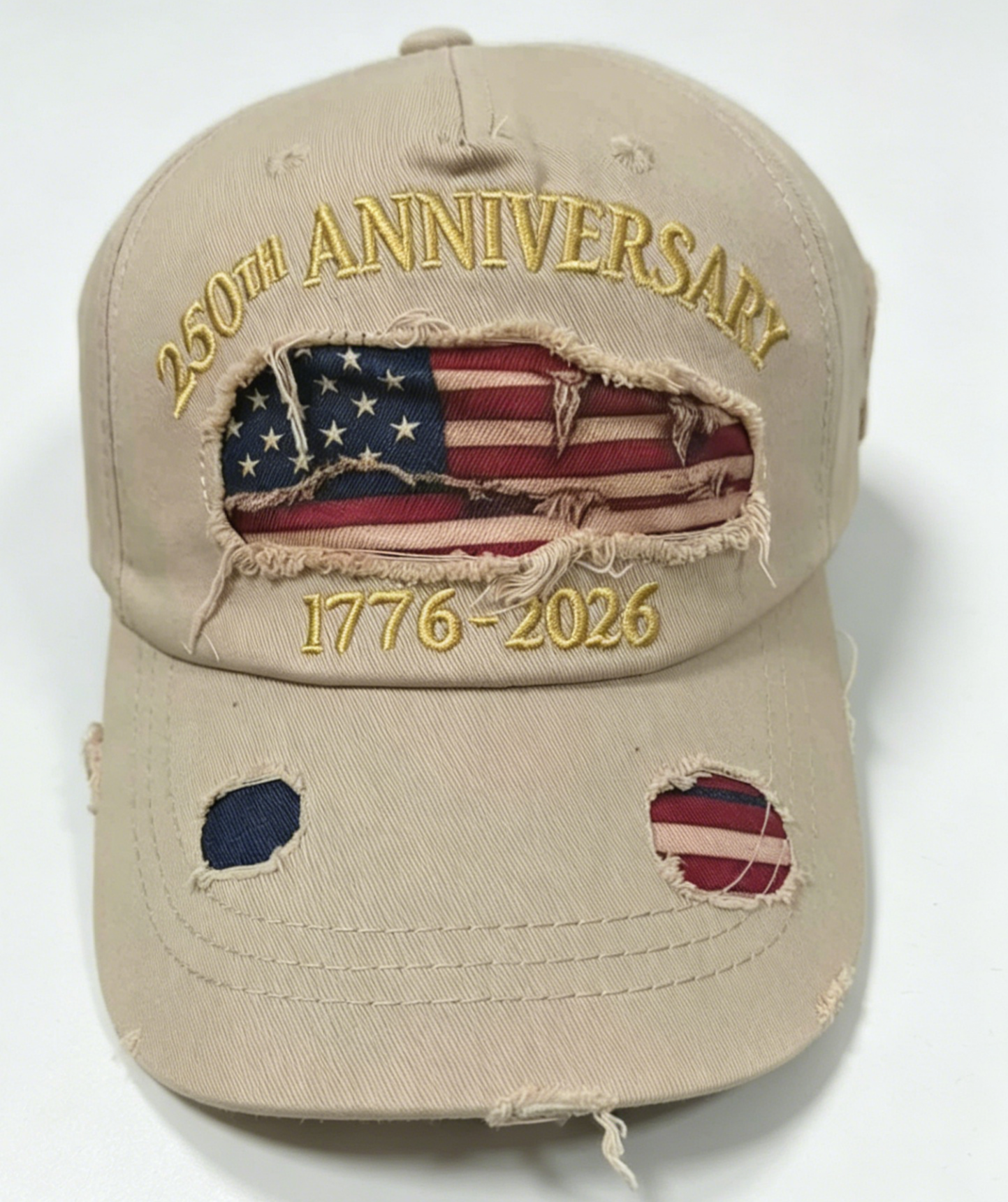 250th Anniversary USA Flag Embroidered Baseball Cap: Eagle / M