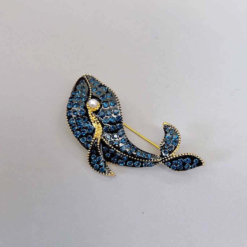 Vintage Blue Whale Brooch: Whale / M