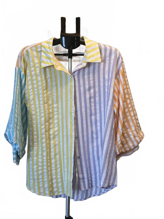 Entro Color Pop Striped Blouse by entro, Size Large