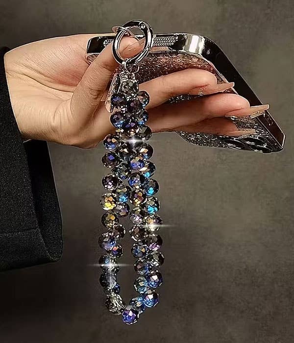 ( U431 )  MULTI BEAD WRIST STRAP AND KEY CHAIN