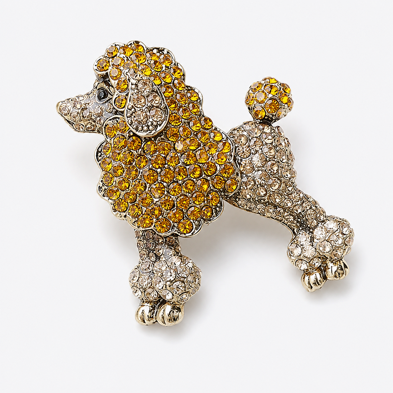 Sparkling Crystal Pave Dog Brooch Pin: A2