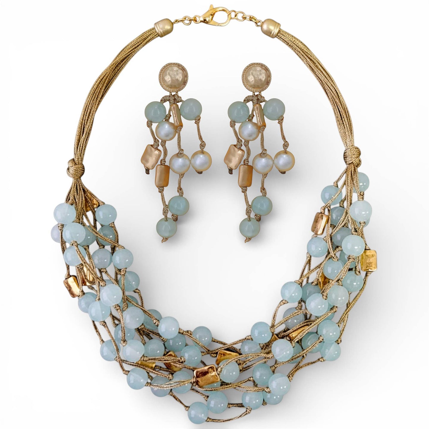Coastal Beaded Pearl Earrings | Handmade Statement Jewelry: Atasi Earrings