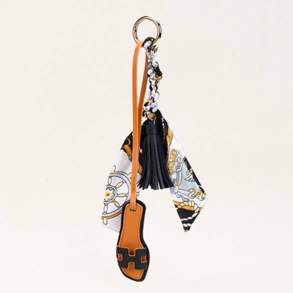 Sandals & Bow Scarf Tassel Bag Charm Keychain: Yellow / M