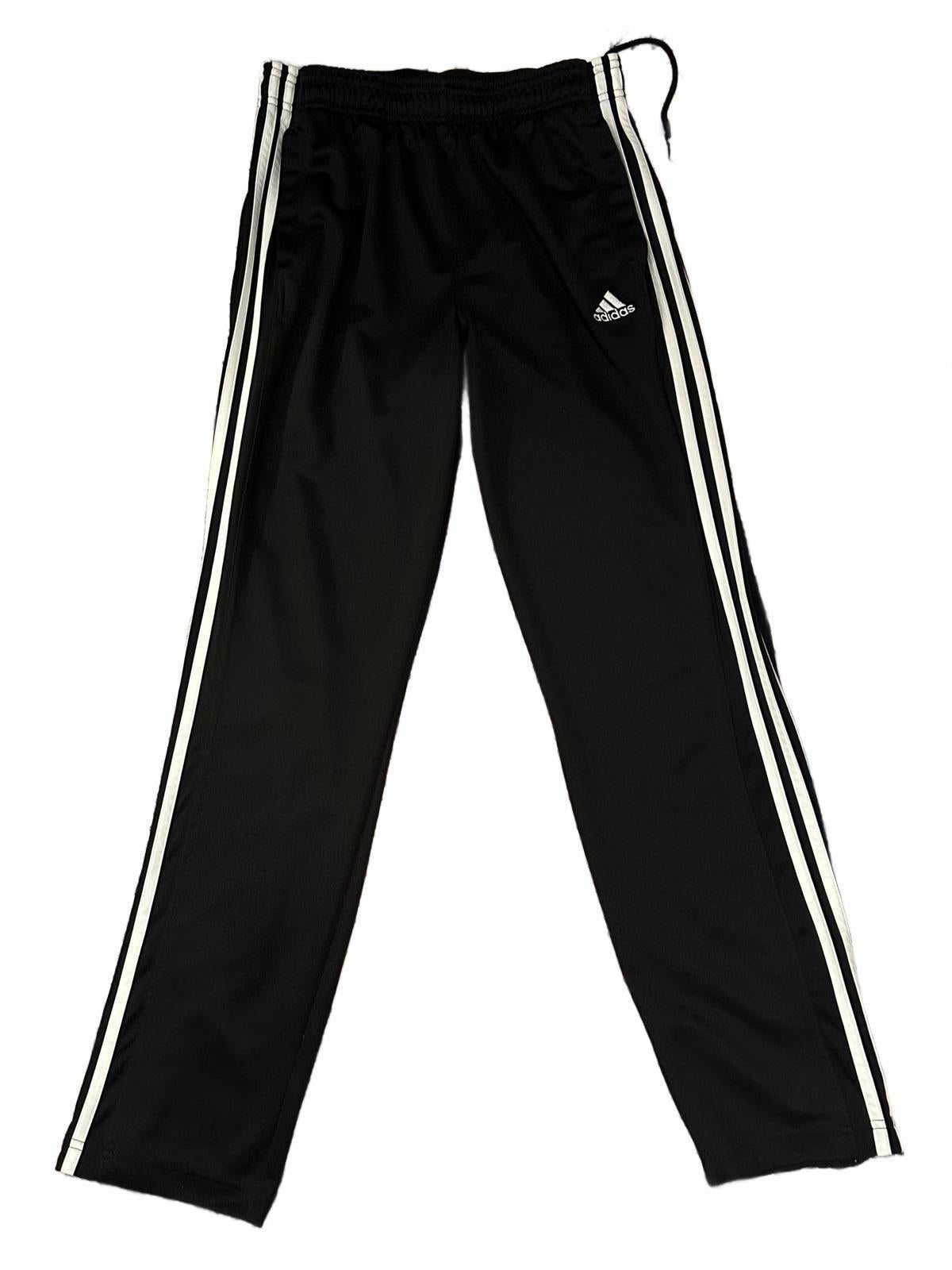 Adidas Men's Black Track Pants with White Stripes Size L