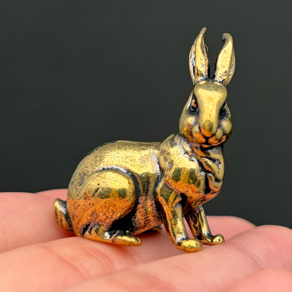 '福’ Rabbit Brass Crafts Desktop Ornaments