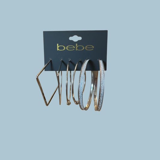 Bebe Set of 3 Mixed Shape Hoop Earrings