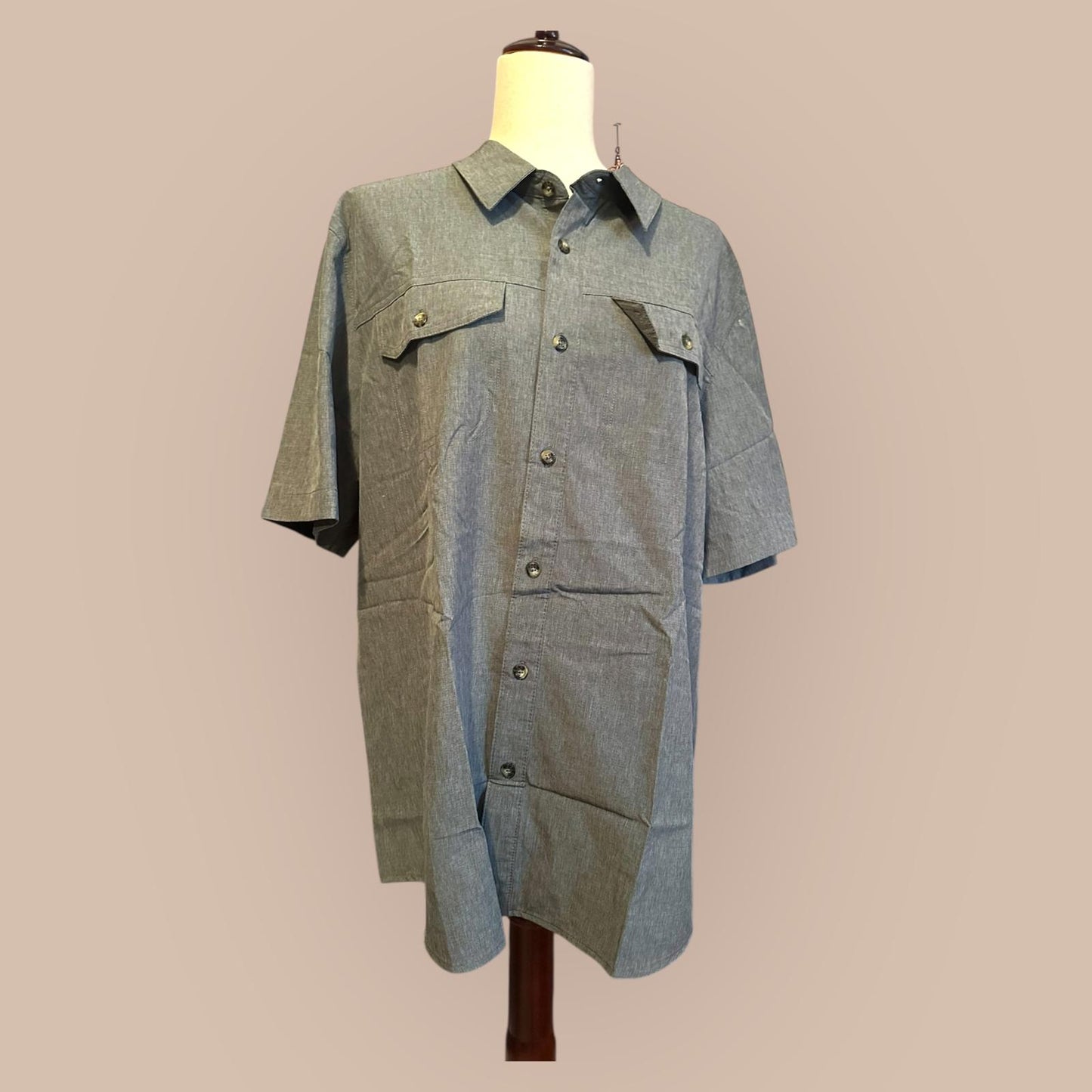 Gerry Men's Short Sleeve Button-Up Shirt in Gray Size XL