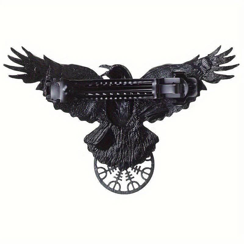 Vintage Viking Large Black Crow Hair Clip Duckbill Clip Party Accessory: Black