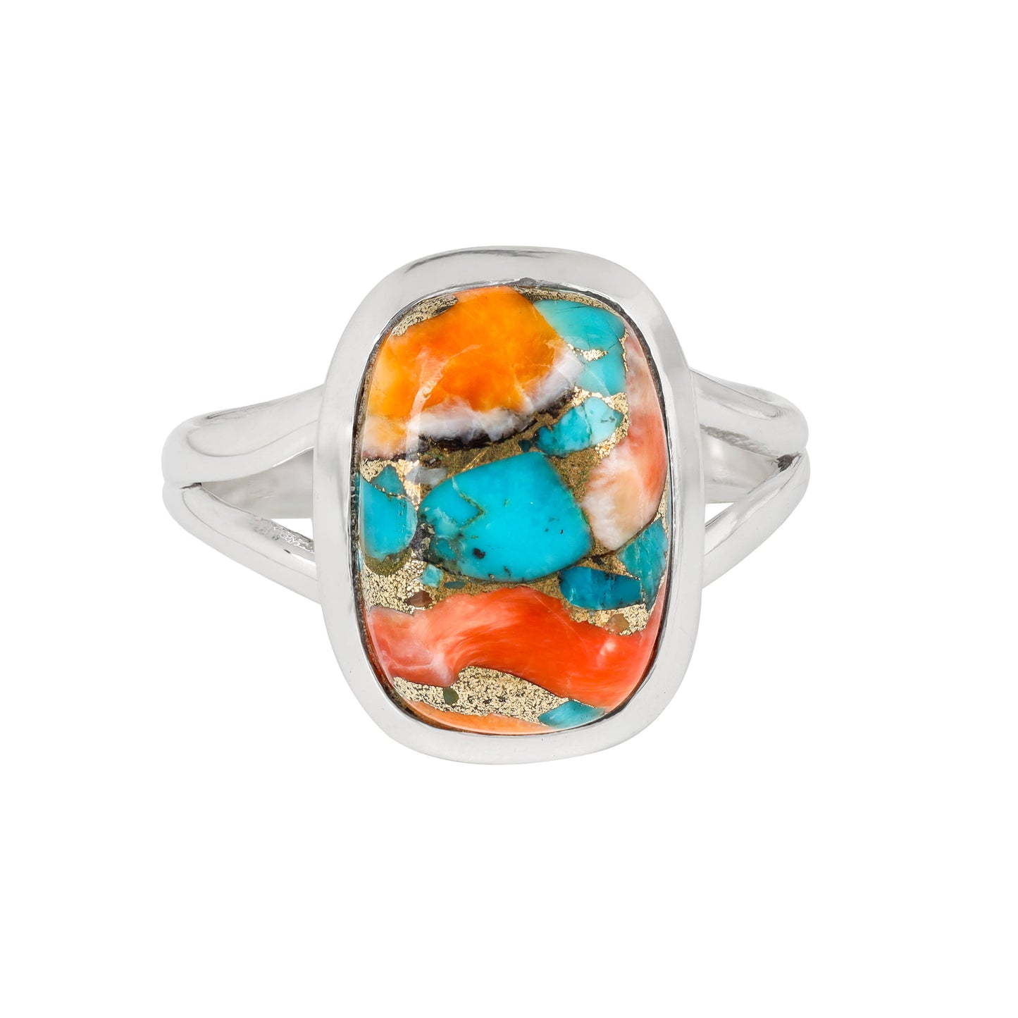 Sterling Silver Oyster Copper Turquoise Statement Ring: 7
