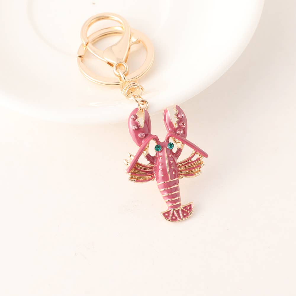 Creative Diamond-Studded Crayfish Keychain Bag Charm: Red / M