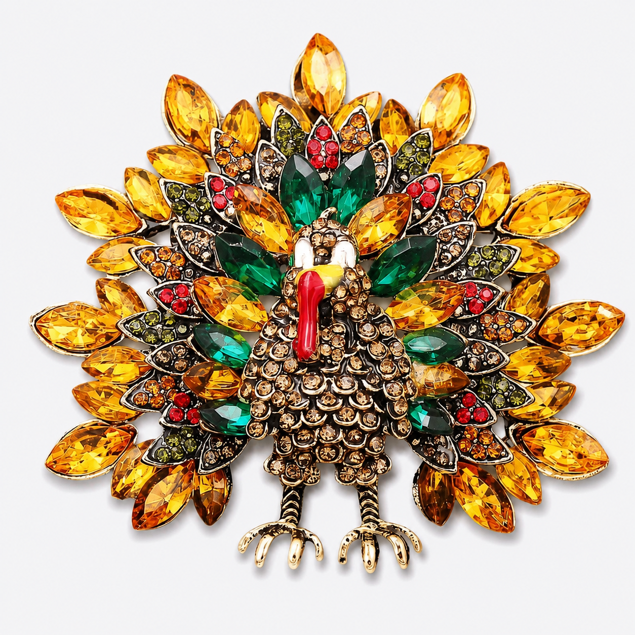 Majestic Crystal Peacock Brooch Pin: A1