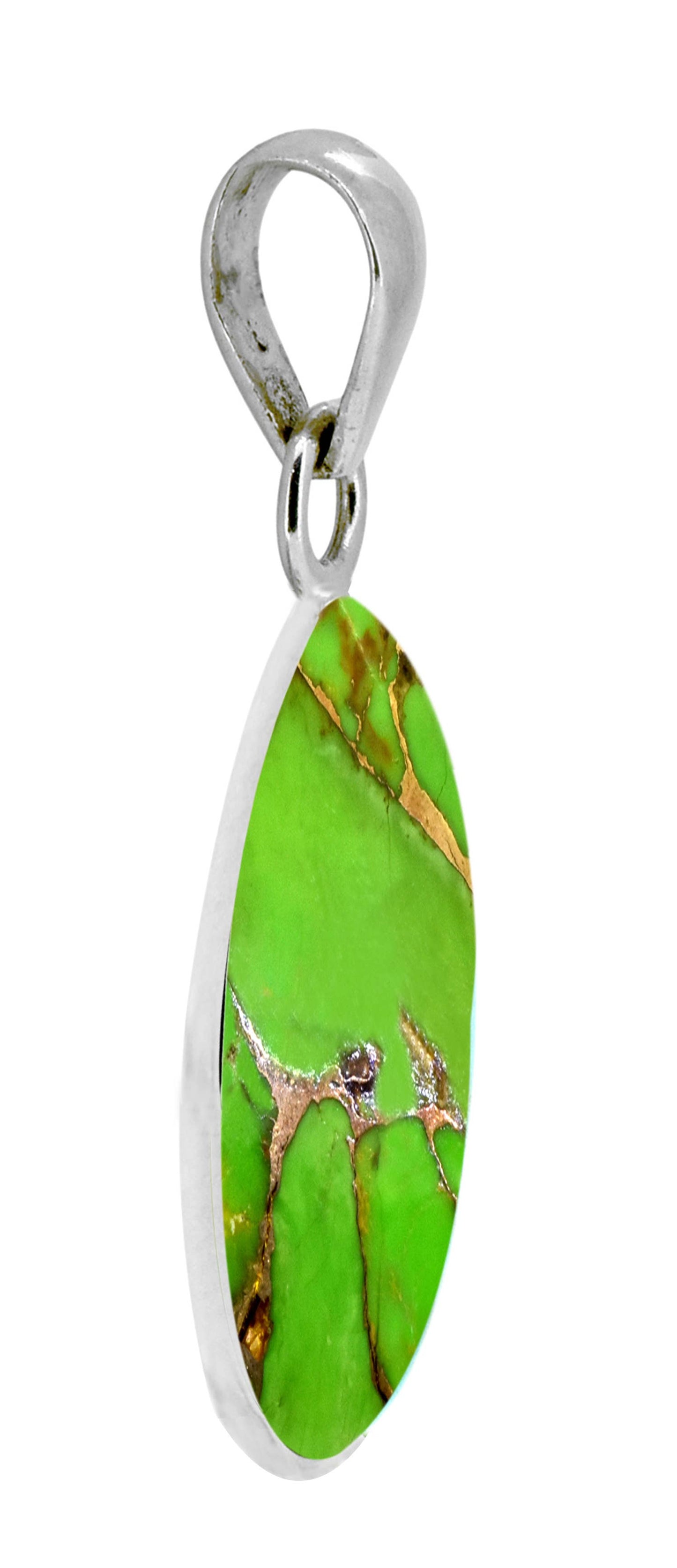 Green Turquoise Necklace 925 Sterling Silver 18" Chain