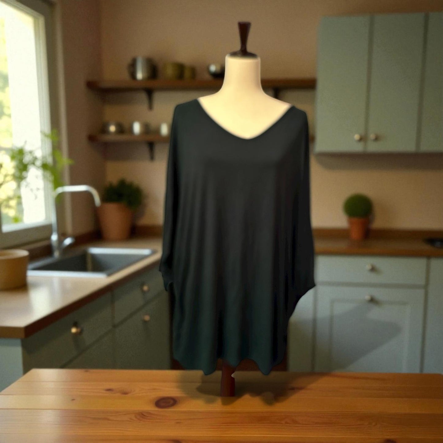 EUC Esenchel Dark Green Long Sleeve Tunic Top 3X