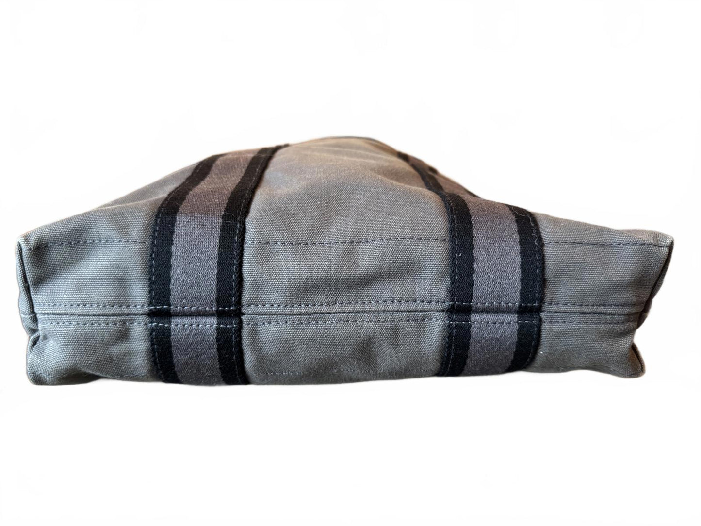 Hermes Gray Black Canvas Tote Bag Luxury Designer Purse