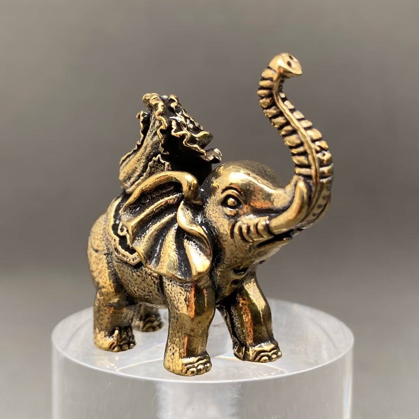 Brass Elephant Carrying Cabbage Decoration Desktop Ornaments