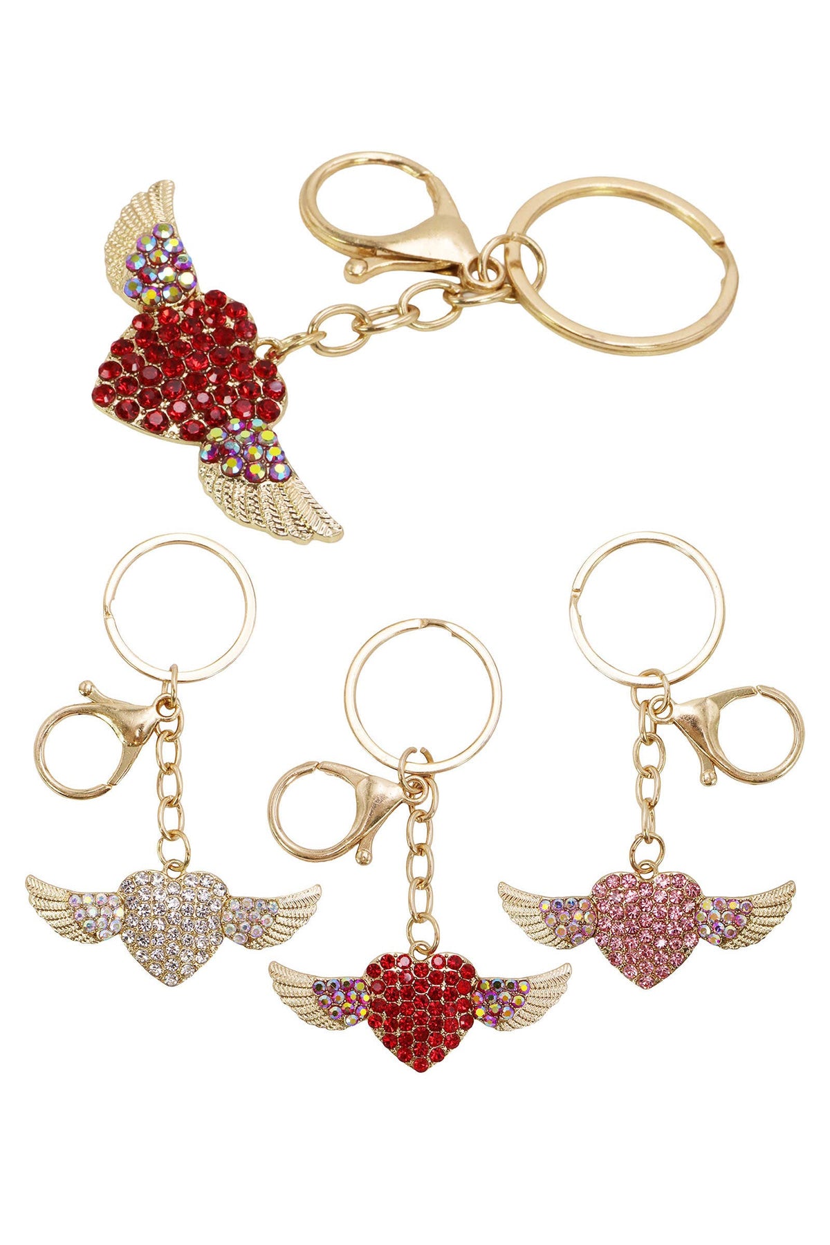 Winged Heart Bling Crystal Rhinestone Key Chain: ASSORTED / ONE SIZE