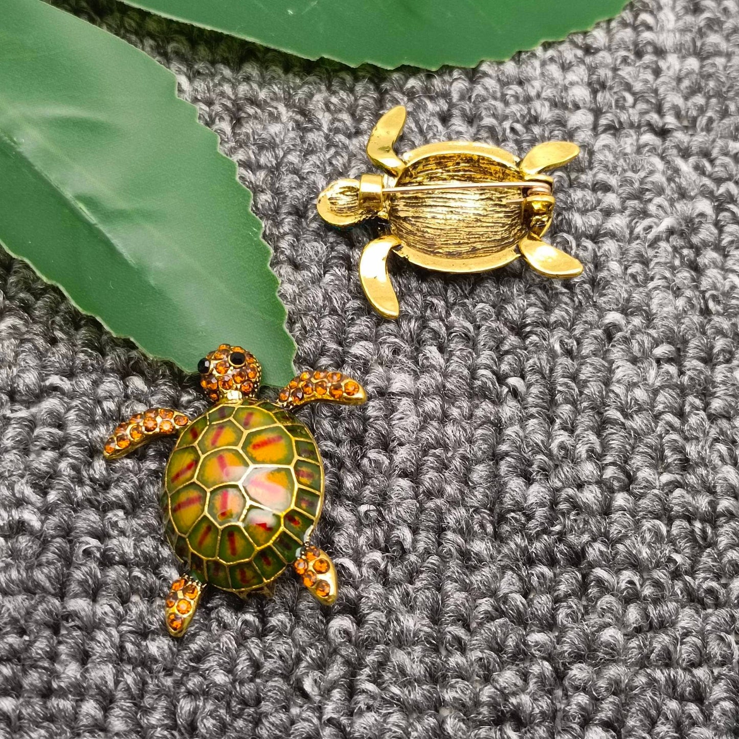 Enamel Turtle Brooch: Green