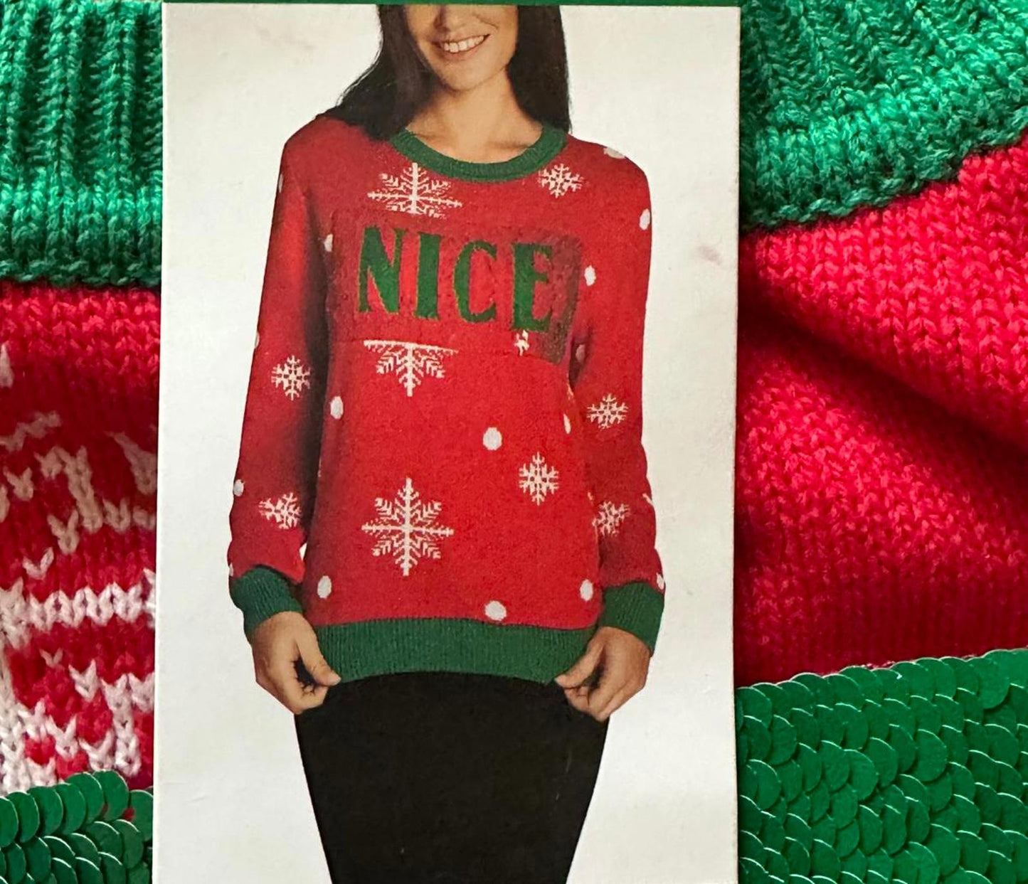 to be jolly Red and Green Naughty/Nice Christmas Sweater