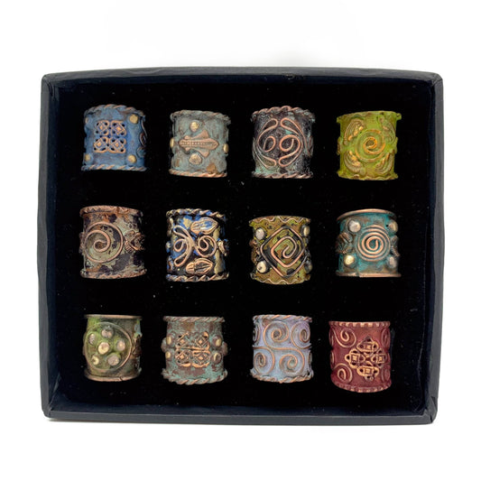 Vintage Copper Patina Rings - 12 in Box