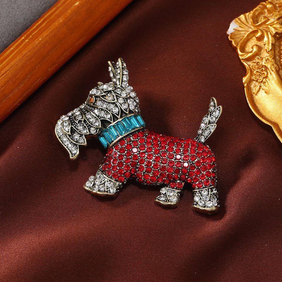 French Bulldog Enamel Brooch Cute Animal Pin Vintage Style: Red Scottish Terrier Brooch
