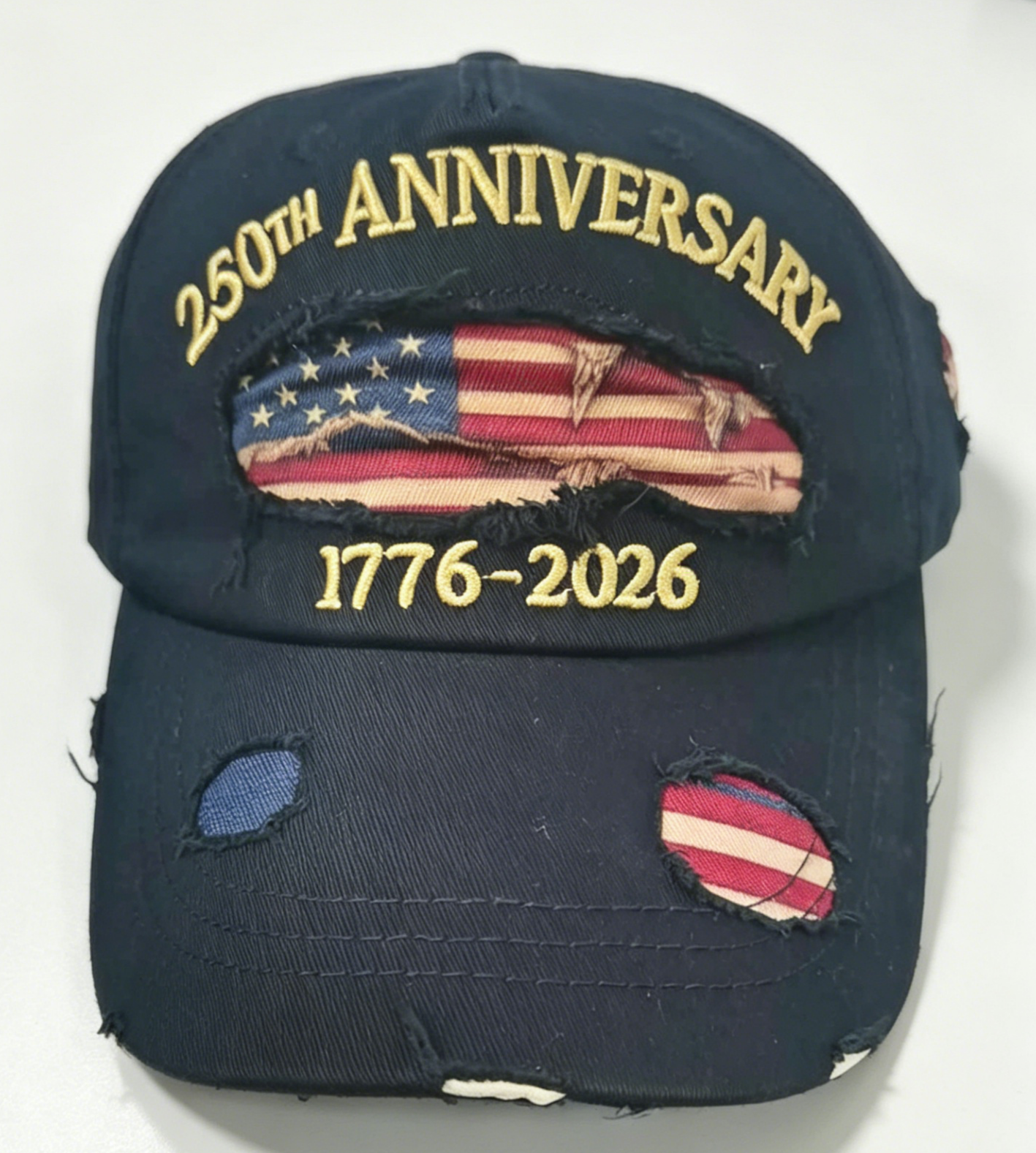 250th Anniversary USA Flag Embroidered Baseball Cap: Eagle / M