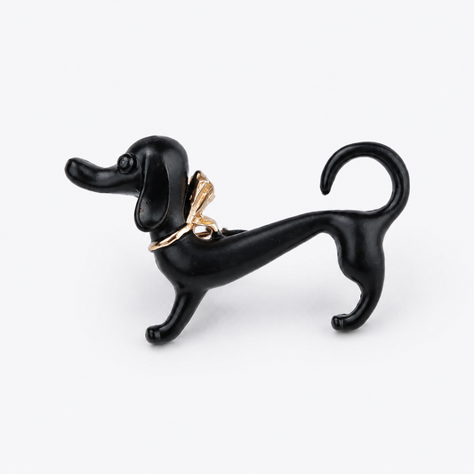 Whimsical Enamel Dachshund Brooch Pin: A2